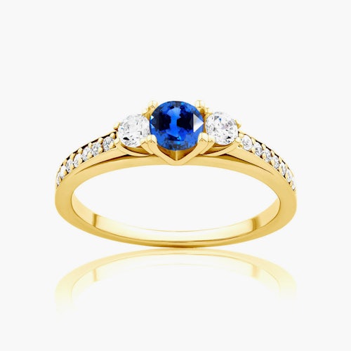 Pierścionek Heart of the Ocean: złoty, niebieski szafir